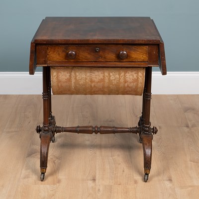 Lot 383 - A William IV mahogany drop-leaf sewing table