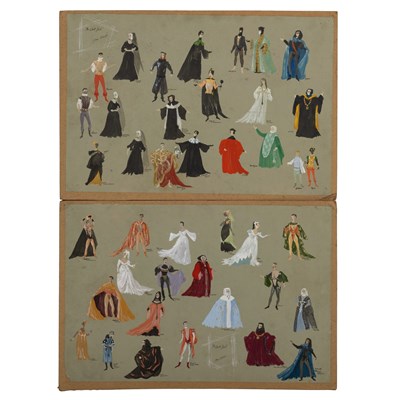 Lot 469 - A pair of sheets of theatrical costume designs for "The White Devil" by John Webster