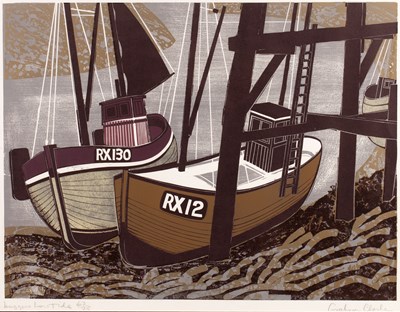 Lot 370 - Graham Clarke (b.1941) Luggers Low Tide 63/75,...