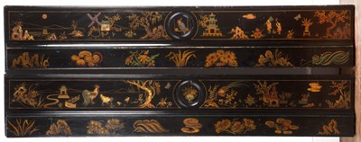 Lot 76 - Two lacquered bed rails mounted as wall...