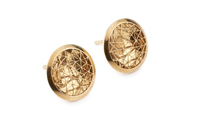 Lot 245 - A pair of 18ct gold ear studs by Tom Rucker,...