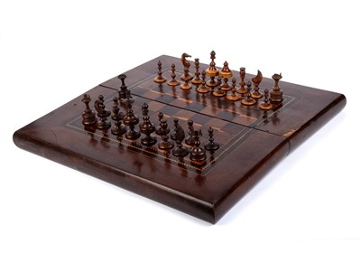 Lot 97 - A 19th century yew wood marquetry chess board...