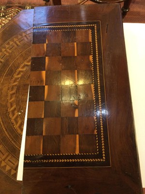 Lot 97 - A 19th century yew wood marquetry chess board...