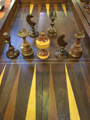 Lot 97 - A 19th century yew wood marquetry chess board...