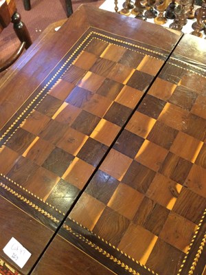 Lot 97 - A 19th century yew wood marquetry chess board...