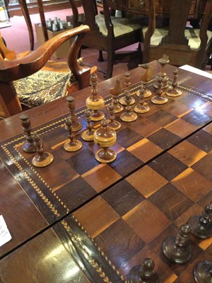 Lot 97 - A 19th century yew wood marquetry chess board...