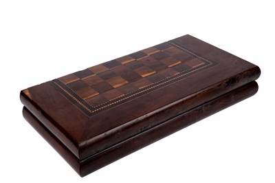 Lot 97 - A 19th century yew wood marquetry chess board...