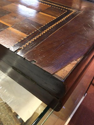 Lot 97 - A 19th century yew wood marquetry chess board...