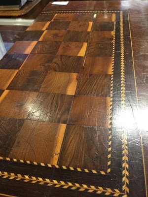 Lot 97 - A 19th century yew wood marquetry chess board...