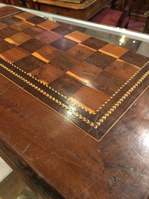Lot 97 - A 19th century yew wood marquetry chess board...