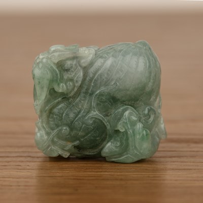 Lot 207 - Jadeite ‘gourd and chilong’ group Chinese...