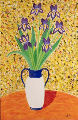 Lot 303 - Jean de Paul (1925-2011) Purple Flowers in a...