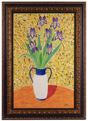 Lot 303 - Jean de Paul (1925-2011) Purple Flowers in a...