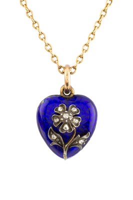 Lot 142 - A late 19th century diamond and enamel locket...