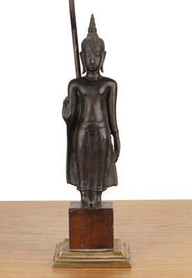 Lot 376 - Thai Bronze figure of a standing Buddha...