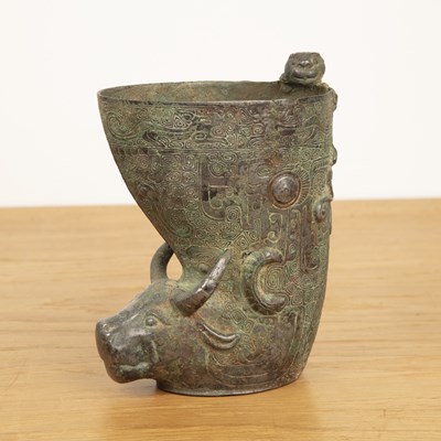 Lot 430 - Archaic bronze rhyton Chinese in the form of a...