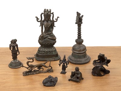 Lot 452 - Group of bronze pieces Chinese and Indian,...