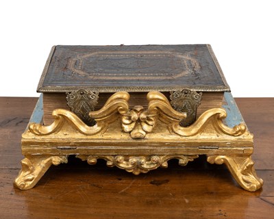 Lot 125A - An 1872 bible on an early 19th century Italian book stand