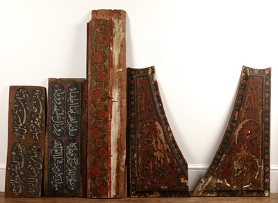 Lot 181 - Five Damascus-painted wood panels Syria...