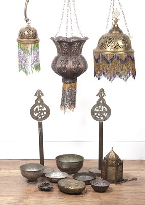 Lot 448 - Group of Islamic pieces including three mosque-...