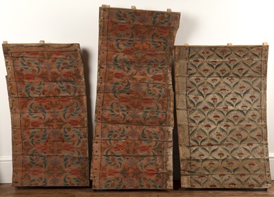 Lot 180 - Three painted Damascus curved panels Syria...