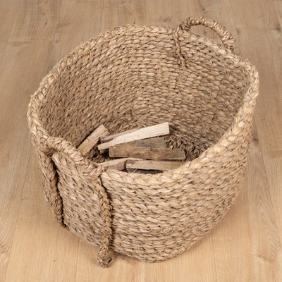 Lot 14 - A plaited-rush circular log basket