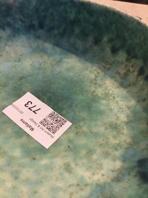 Lot 773 - Ruskin Pottery Bowl with blue and green...