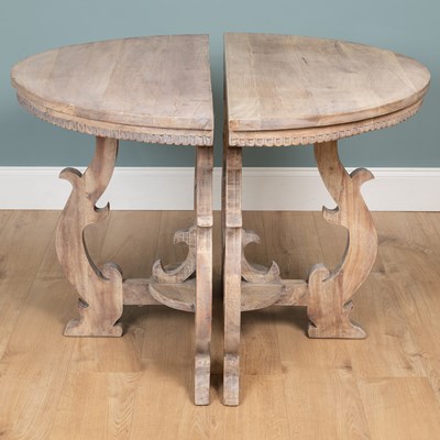 Lot 119 - A pair of OKA hardwood console tables