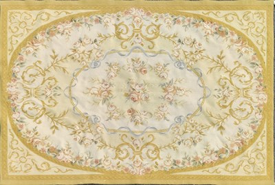Lot 1400 - An Aubusson-style needlework rug