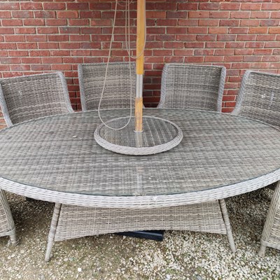 Lot 1444 - A suite of grey rattan garden furniture Made by Burford.