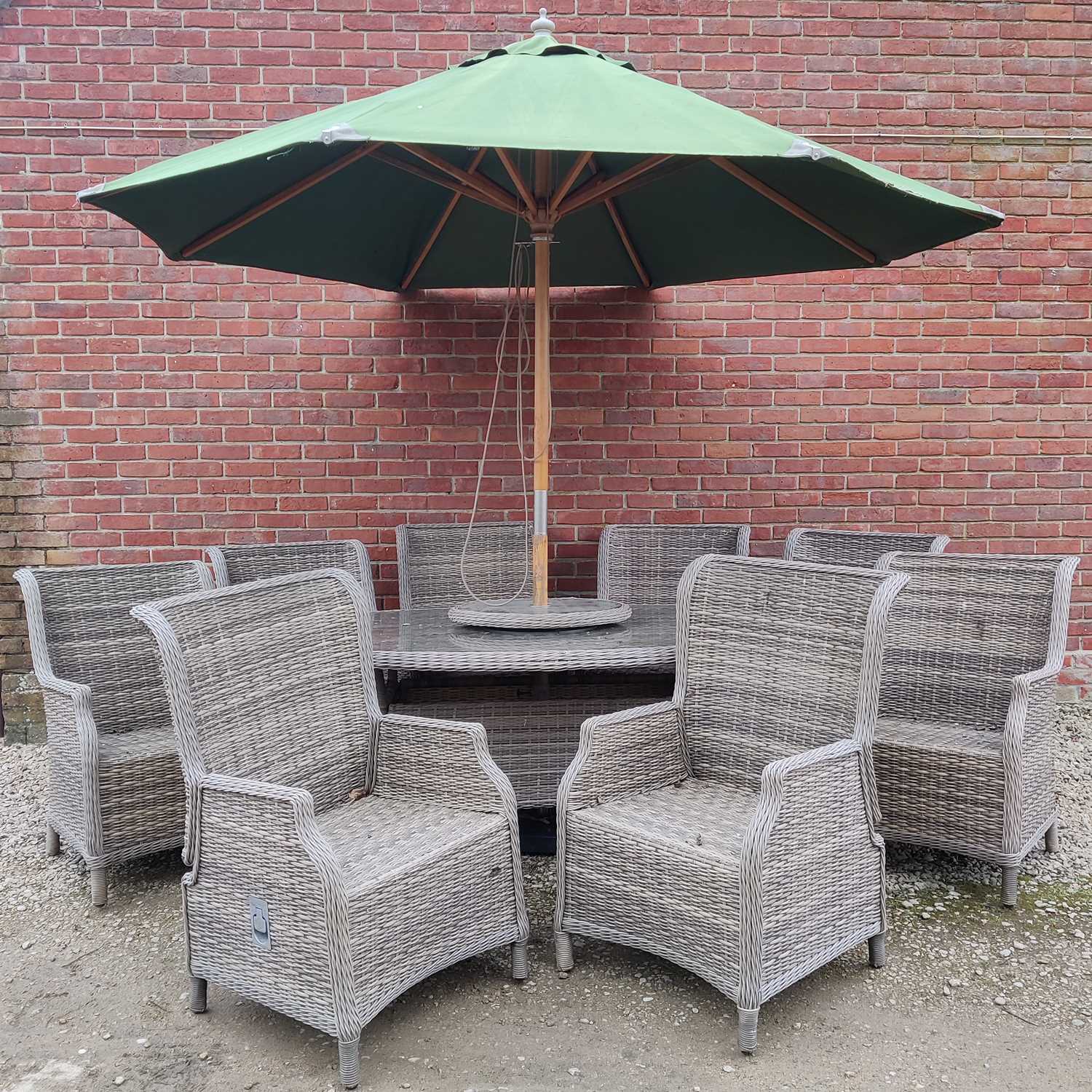 Lot 1444 - A suite of grey rattan garden furniture Made by Burford.