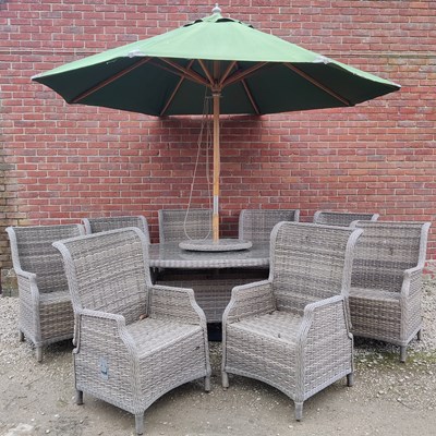 Lot 1444 - A suite of grey rattan garden furniture Made by Burford.