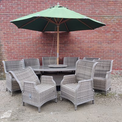 Lot 1444 - A suite of grey rattan garden furniture Made by Burford.