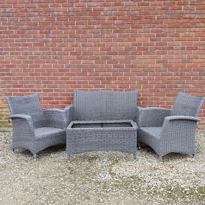 Lot 1534 - A suite of grey rattan garden furniture by Kettler