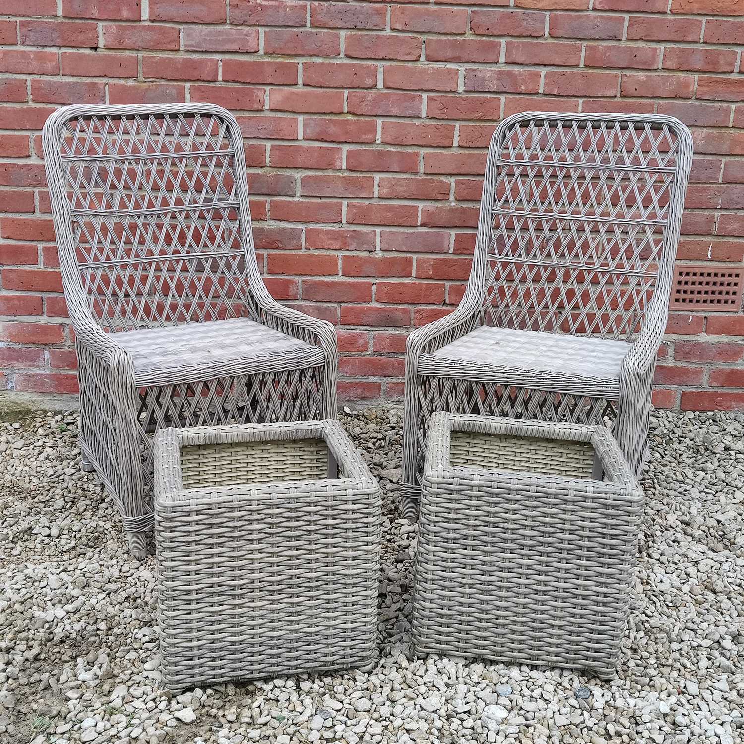 Lot 1453 - A pair of garden chairs and footstools by Brambles Crest Garden Furniture