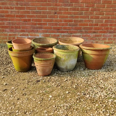 Lot 1458 - A group of various terracotta flowerpots