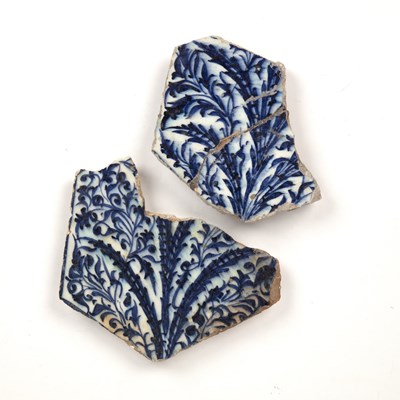 Lot 160 - Two fragments of Middle-Eastern blue and white...