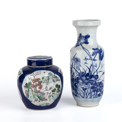 Lot 242 - A 19th Chinese blue and white vase decorated...