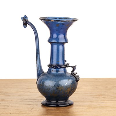 Lot 157 - Blown-blue glass rose water sprinkler Persian,...