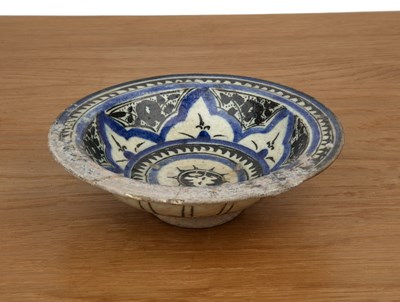 Lot 153 - Kashan fritware pottery dish Iran well-potted,...