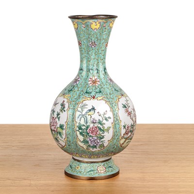 Lot 421 - Enamel vase Chinese, 20th Century of green...