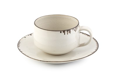 Lot 624 - Lucie Rie (1902-1995) Cup and saucer cream...