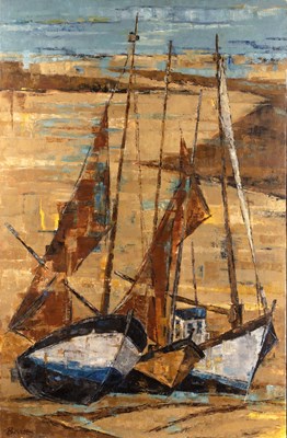 Lot 324 - 20th Century French School Boats on the Sand,...