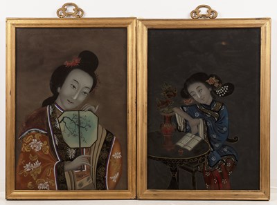 Lot 328 - Two reverse glass paintings Chinese, 19th...