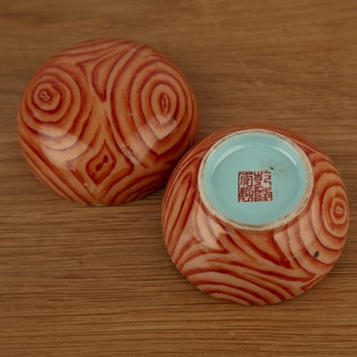 Lot 137 - Orange porcelain box and cover Chinese...