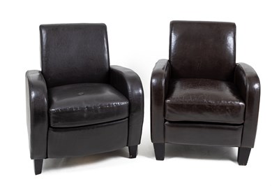 Lot 338 - Two modern leather upholstered armchairs