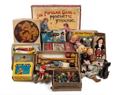 Lot 222 - A collection of toys, games and jigsaws