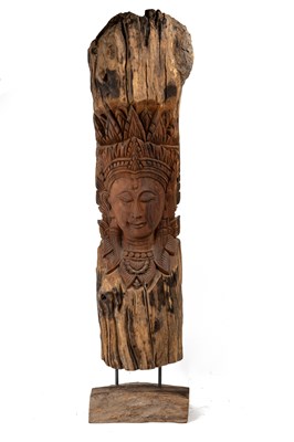 Lot 339 - An Indonesian hardwood carving of a deity