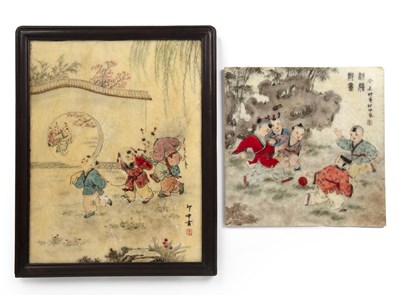 Lot 354 - Two painted panels Chinese, 20th Century...