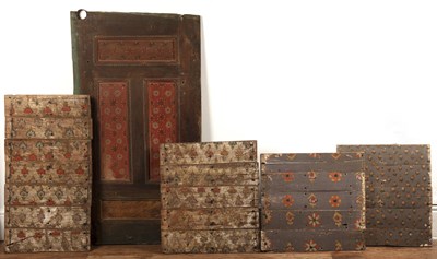 Lot 94 - Painted Damascus panelled door Syria and four...